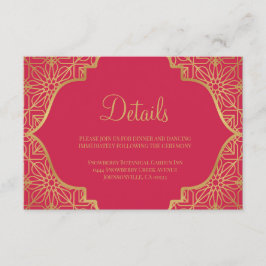 Modern Magenta Red Gold Wedding Begleitkarte