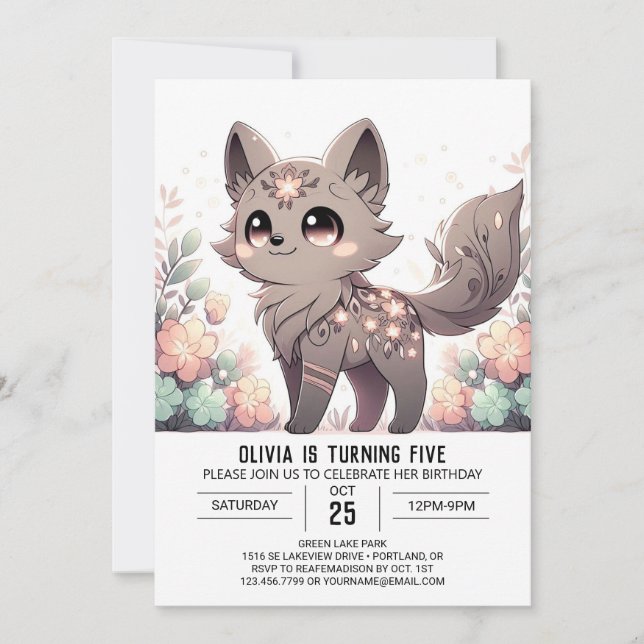 Modern Magic Wolf Digital Geburtstag Einladung (Vorderseite)