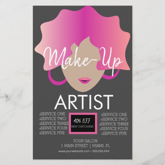 Modern Make-up Artist Pink Flyer (Vorne)