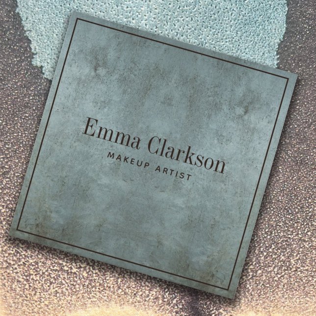 Modern Makeup Artist Grunge Blue Gray Texture Quadratische Visitenkarte (Von Creator hochgeladen)
