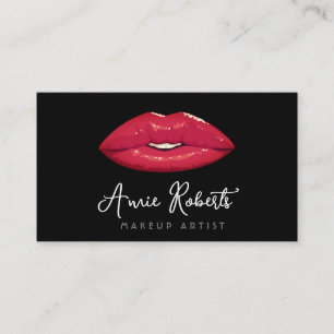 Modern Makeup Artist Red Lips Visitenkarte