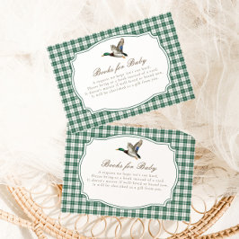 Modern Mallard Duck Neutral Gingham Baby Shower Begleitkarte
