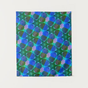 MODERN Mandala COLOR GREEN BLUE STAR TAPESTRY Wandteppich