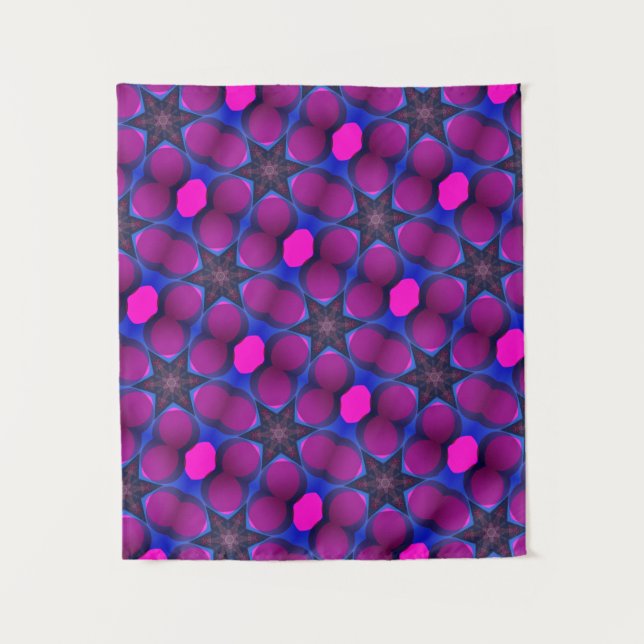 MODERN Mandala COLOR PINK BLUE STAR TAPESTRY Wandteppich (Vorderseite)