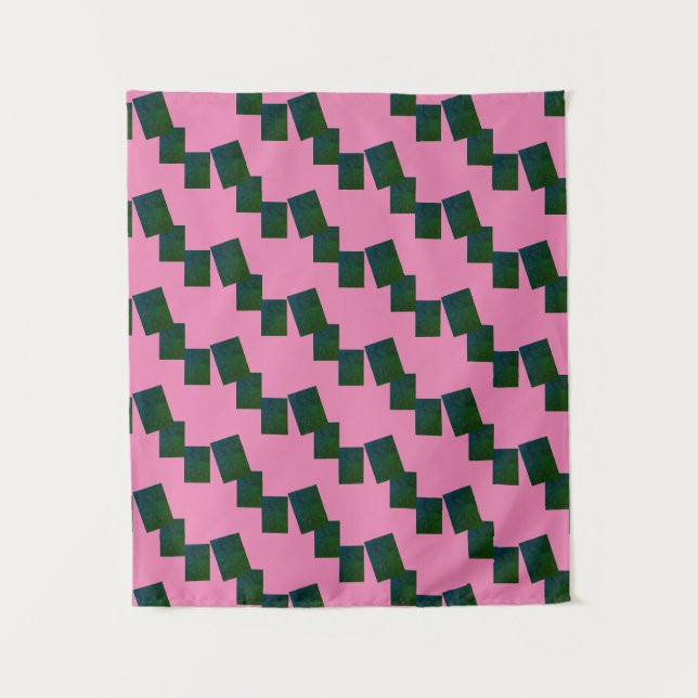 MODERN Mandala LINES - PINK - BLAU-GREEN Tapestry Wandteppich (Vorderseite)