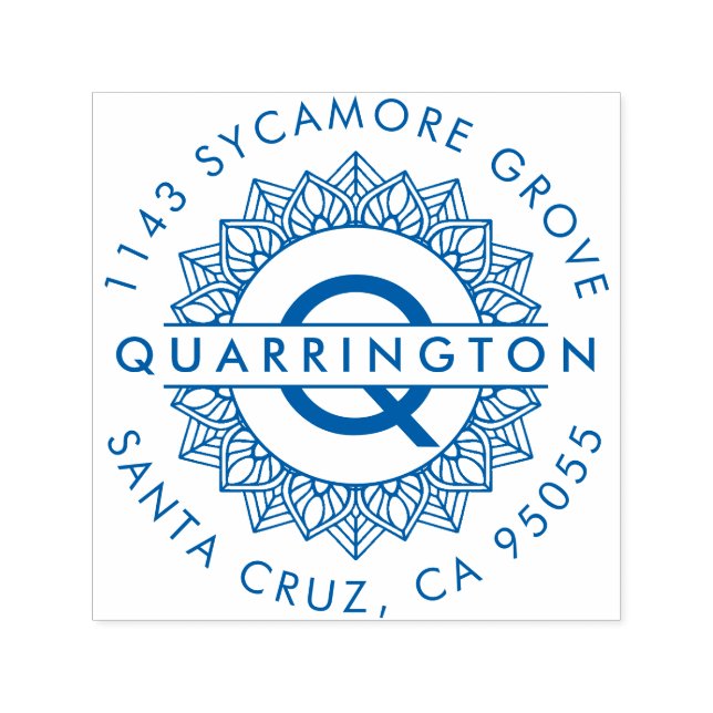 Modern Mandala Monogram | Rücksendeadresse Nachnam Permastempel (Design)