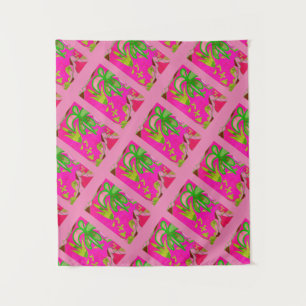 MODERN Mandala - PINK GREEN TREE Tapestry Wandteppich
