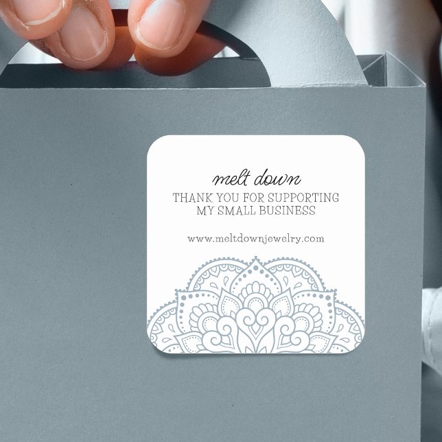 Modern Mandala Vielen Dank für Ihr kleines Unterne Quadratischer Aufkleber (Modern Mandala Thank You Small Business Square Sticker)