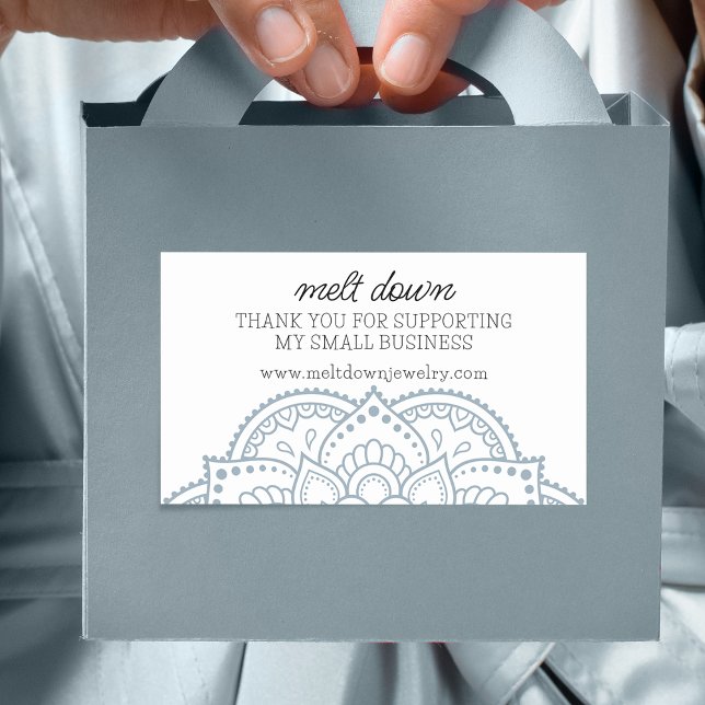 Modern Mandala Vielen Dank für Ihr kleines Unterne Rechteckiger Aufkleber (Modern Mandala Thank You Small Business Rectangular Sticker)