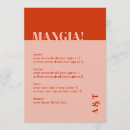 Modern Mangia Italia Burnt Orange Wedding Menu Programm