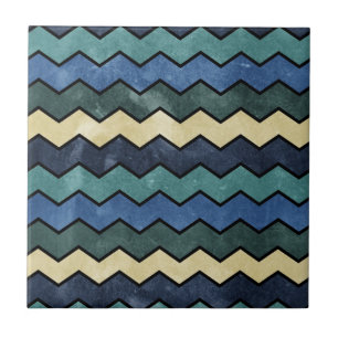 Modern Manly Blue Chevrons Fliese