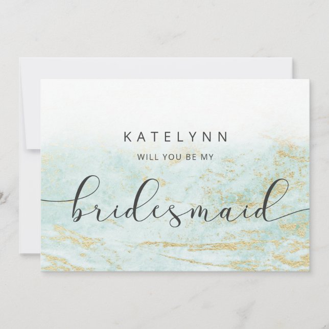 Modern Marbella Aqua Bridesmaid Vorschlag Card (Vorderseite)