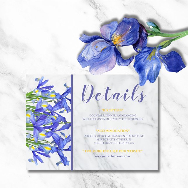 Modern Marble Blue Iris Image Wedding Details (Von Creator hochgeladen)