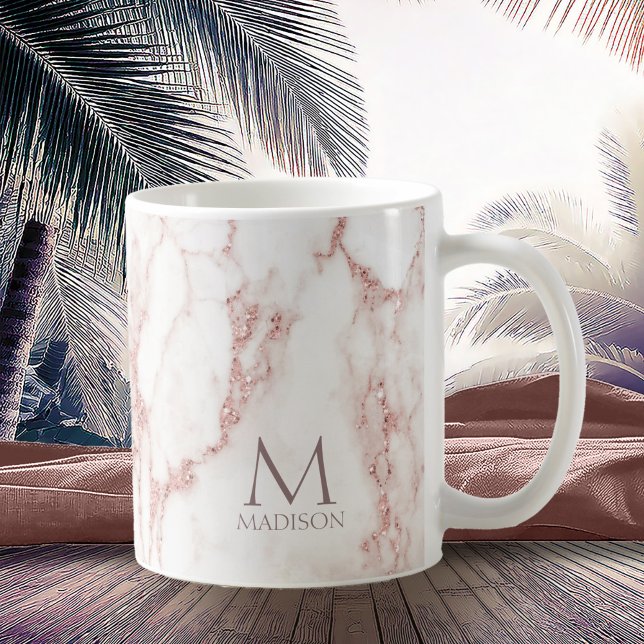 Modern Marble Glitter Monogram Rose Gold ID816 Kaffeetasse (Von Creator hochgeladen)