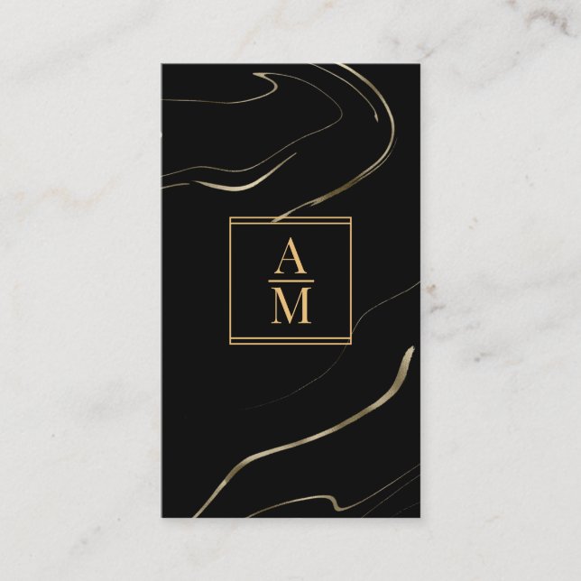 Modern Marble Monogram Business Card Visitenkarte (Vorderseite)