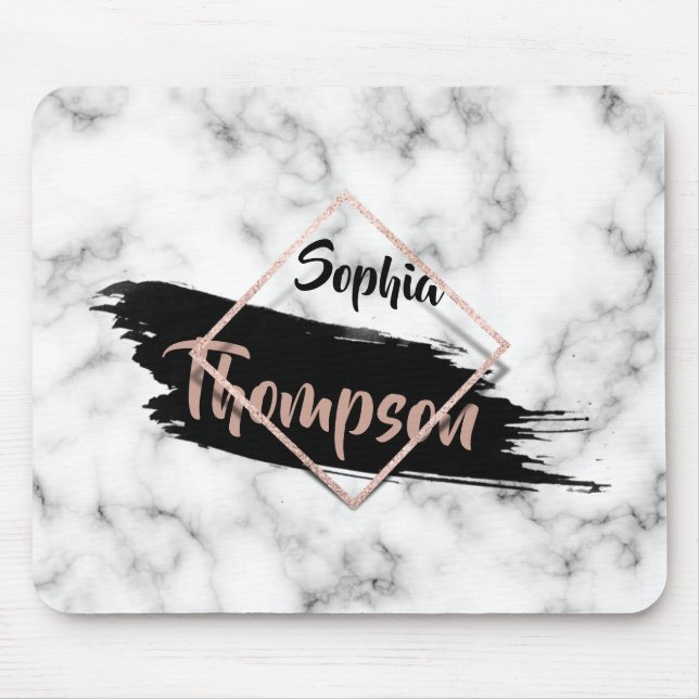 Modern Marble Paint Stroke Glitzer Name Mousepad (Vorne)