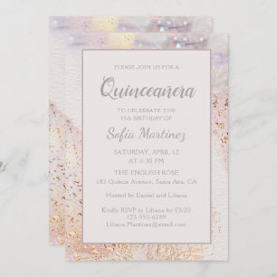 Modern Marble Sparkle   Quinceañera Einladung