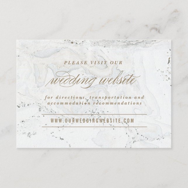 Modern Marble Wedle Website Card | Gold Begleitkarte (Vorderseite)