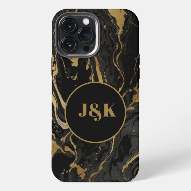 Modern marbled Initial Mit Monogramm iPhone Hülle (Rückseite)