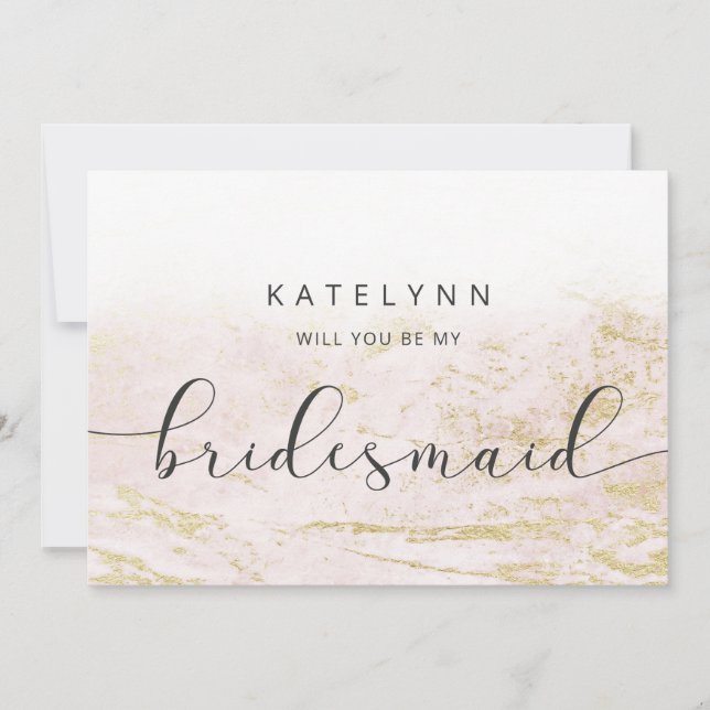 Modern Marbour Blush Bridesmaid Vorschlag Card (Vorderseite)