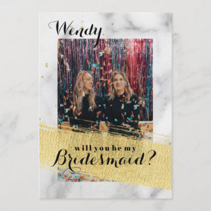 Modern Marbour Gold Stroke Bridesmaid Vorschlag Ca Einladung