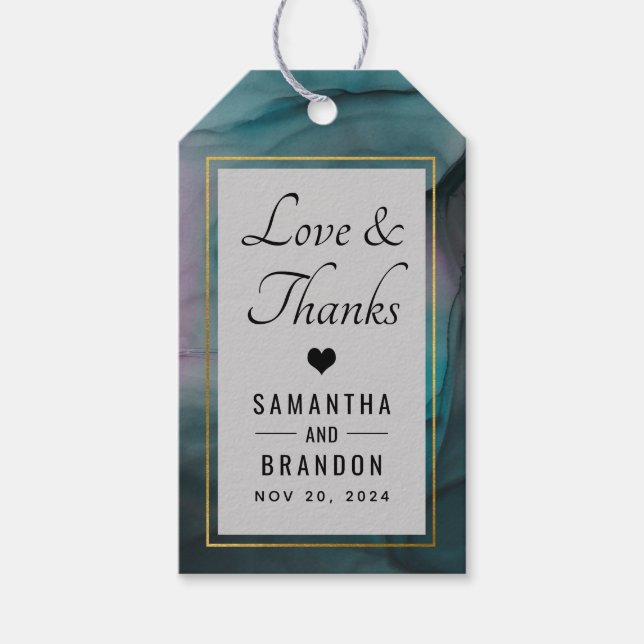 Modern Marbour Ink Wash Muster Vielen Dank für Ihr Geschenkanhänger (Vorderseite)