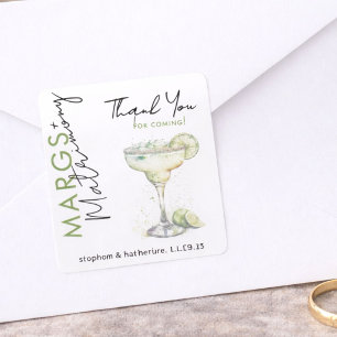Modern Margs and Matrimony Bridal Vielen Dank Quadratischer Aufkleber