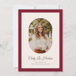 Modern Maroon Oval High School Photo Graduate Ankündigung