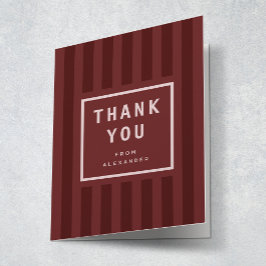Modern Maroon Stripes Graduation Thank You Dankeskarte