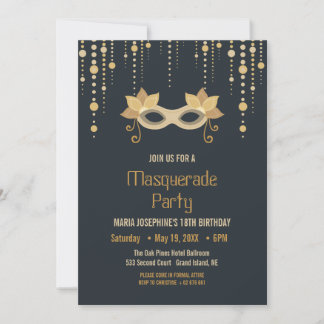 Modern Masquerade Geburtstagsparty Einladung