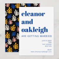Modern Matisse Botanical Blue Black Wedding