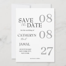 Modern Matte Black Minimalist Save The Date