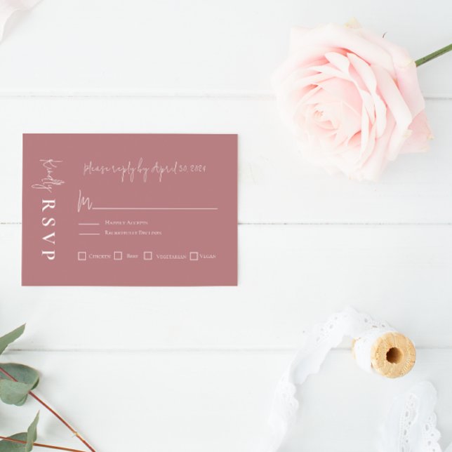 Modern Mauve Elegant Wedding RSVP Card (Von Creator hochgeladen)
