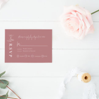 Modern Mauve Elegant Wedding RSVP Card Karte