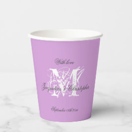 Modern Mauve Wedding Monogram + Names Chic Niedlic Pappbecher
