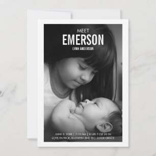 Modern Meet Baby Foto Geburtskarte Ankündigung