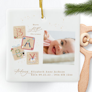 Modern Mein erstes frohes Weihnachts-Foto Baby Bir Keramikornament