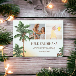 Modern Mele Kalikimaka Hawai Weihnachtspalme Foto Feiertagskarte