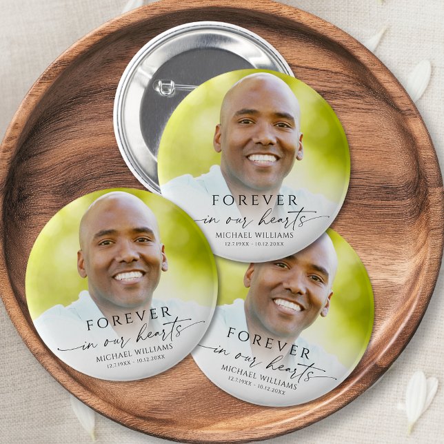 Modern Memorial Funeral Photo Keepsake Button (Von Creator hochgeladen)