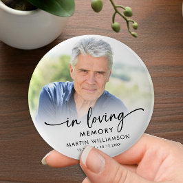 Modern Memorial In Loving Memory Photo Keepsake Button