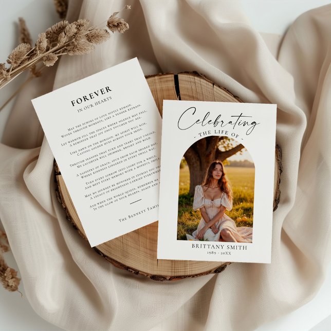 Modern Memorial Photo Funeral Sympathy Prayer Card (Von Creator hochgeladen)