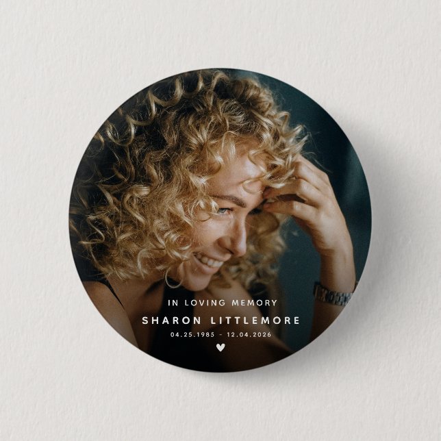 Modern Memorial Photo Keepsake Button (Vorderseite)