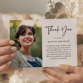 Modern Memorial Photo & Message Sympathy Dankeskarte