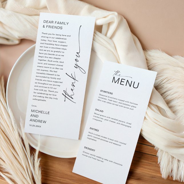Modern Menu Card and Thank you Message Einladung (Von Creator hochgeladen)