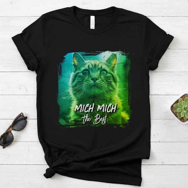 Modern Meow Frame – Personalized Cat Name Photo T-Shirt (Von Creator hochgeladen)