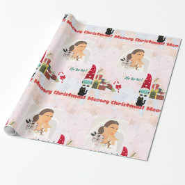 Modern Meowa Weihnachts Custom Foto Wrapping Paper Geschenkpapier