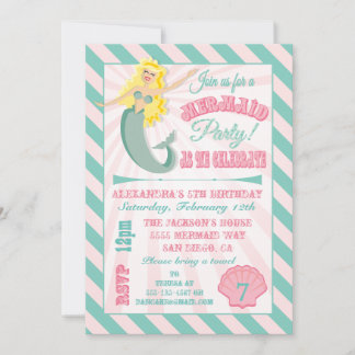 Modern Mermaid Birthday Party Einladung