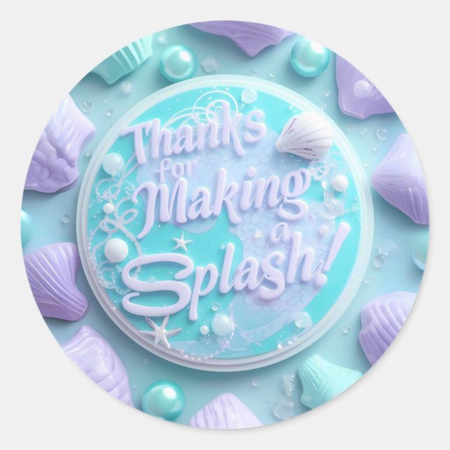 Modern Mermaid Birthday Stickers - Danke für Maki (Vorderseite)