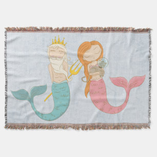 Modern Mermaid Couple Woven Blanket Decke