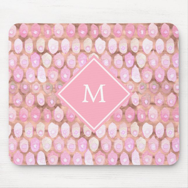 Modern Mermaid| Glam Pink mit Monogramm Mousepad (Vorne)